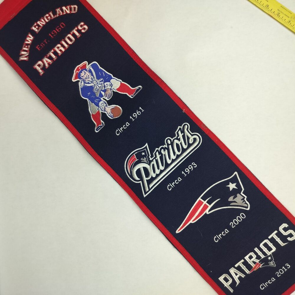New England Patriots Heritage Banner NFL Football Dynasty Logos Timeline Wall